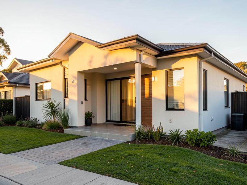 Modern Australian family home at golden hour