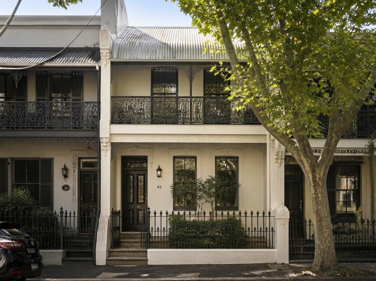 Classic Sydney terraced house with iron lacework balcony