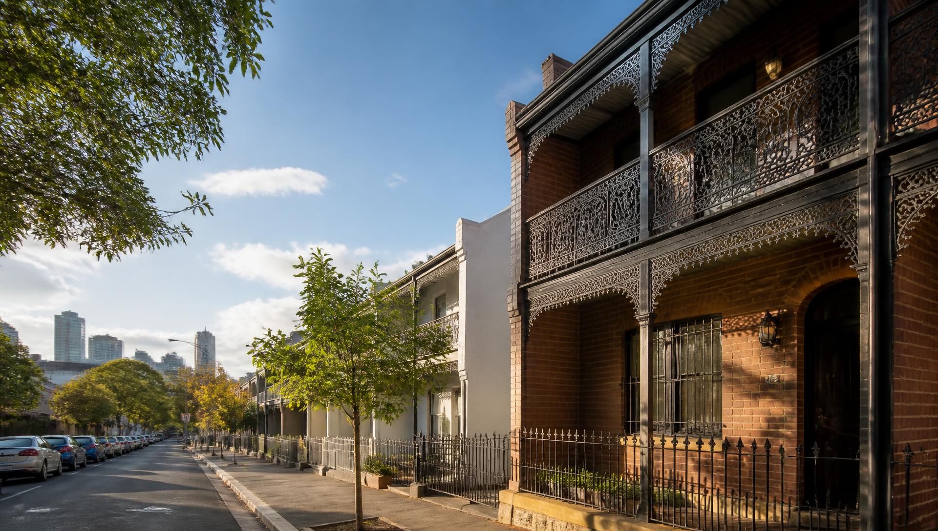 Restored Sydney terrace house on a tree lined street